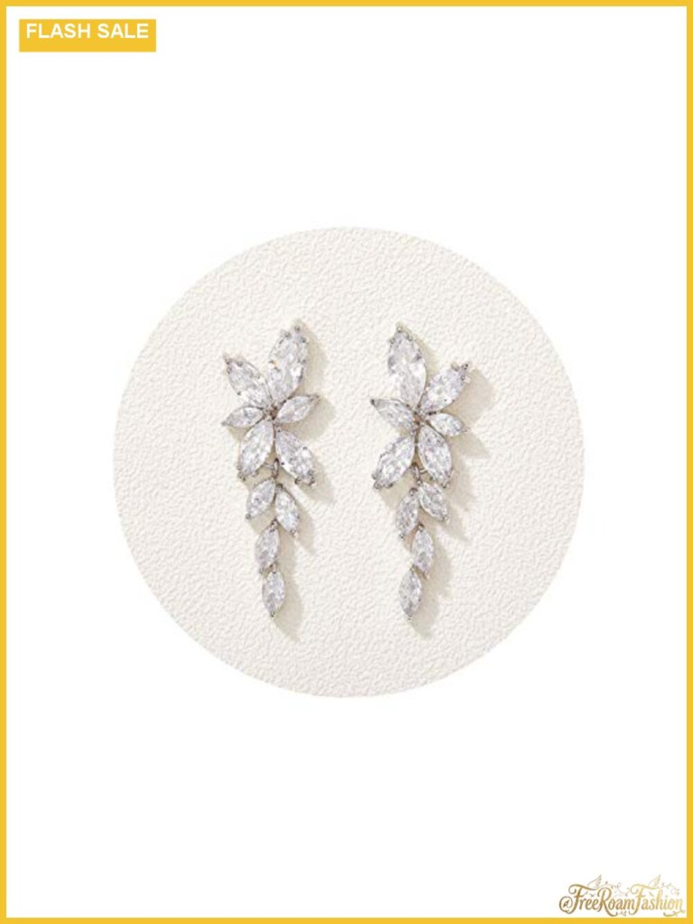 Marquise Cubic Zirconia Silver Plated Drop Earrings Bridal Wedding